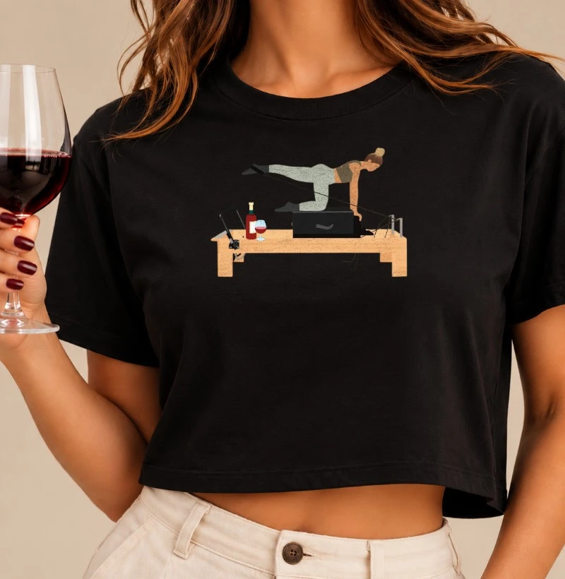 Camiseta Cropped Pilates & Wine - Cropped