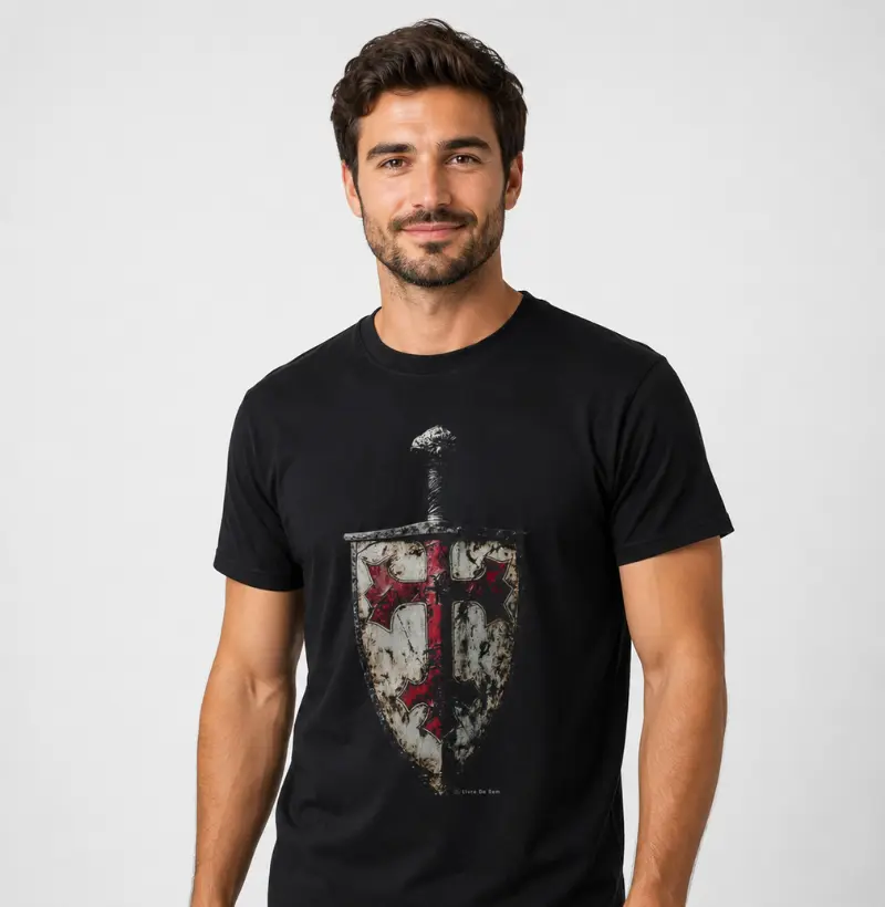Camiseta maçonaria - Espada Escuto templário