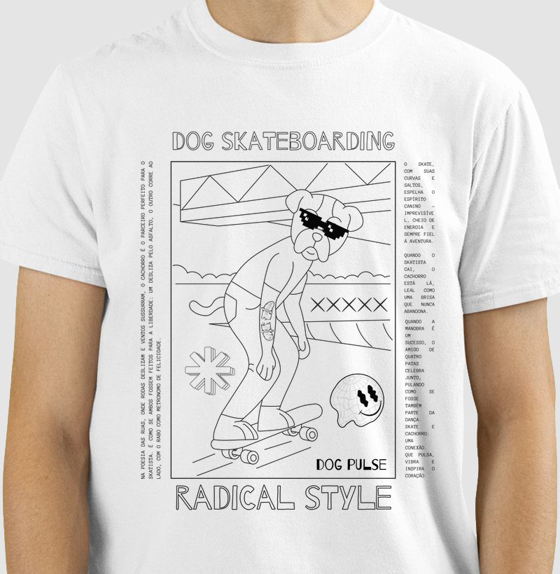 Camiseta Dog Pulse Skateboarding Radical Style