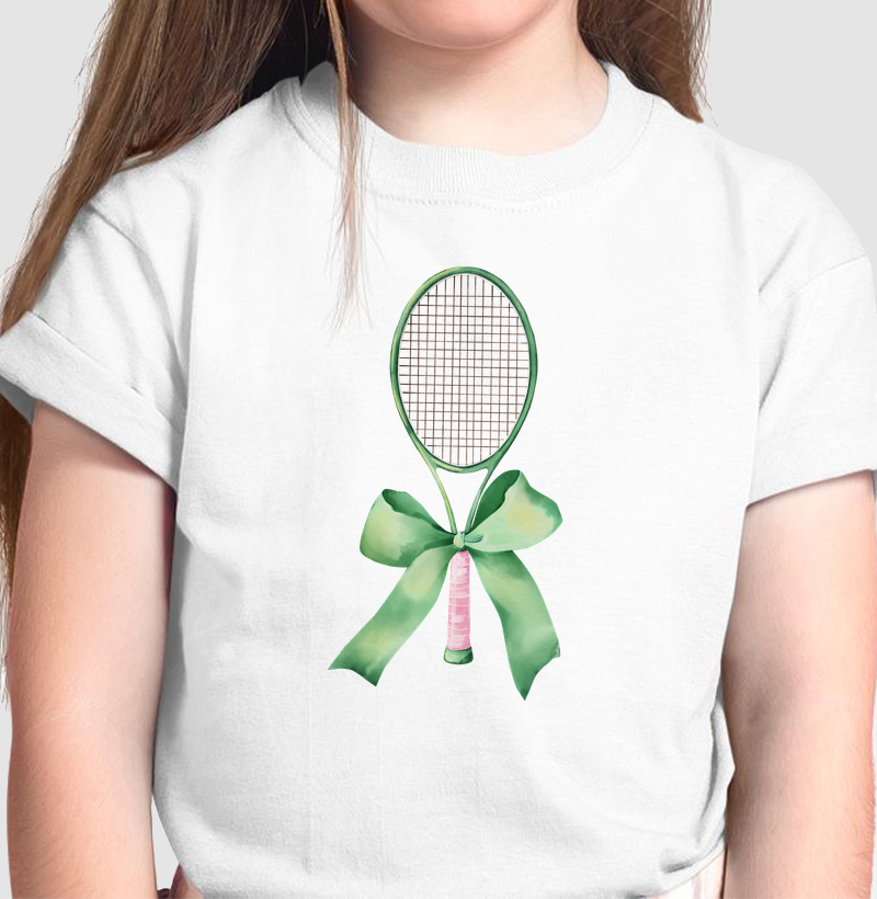 Raquete com Laço Verde - Camiseta Infantil