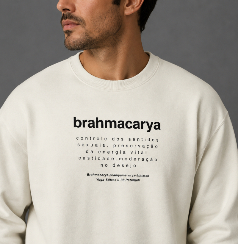 Suéter Moletom Brahmacarya – Yoga Sūtras de Patañjali