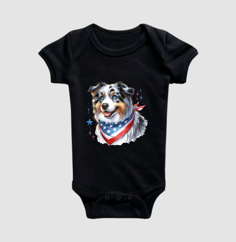 Australian Shepherd Blue Merle Bandeira
