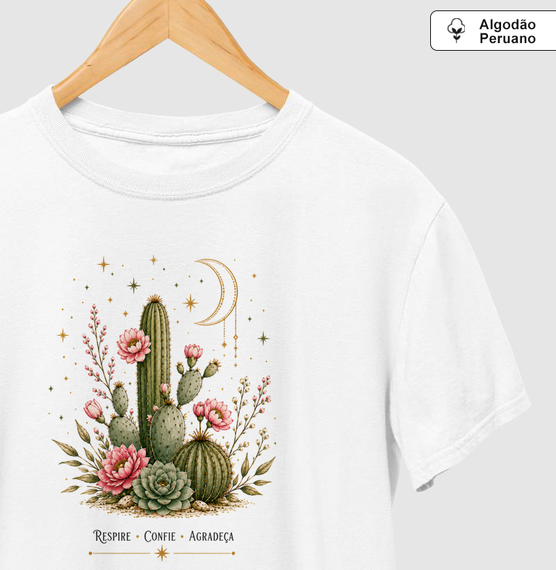 Camiseta Flor no deserto - Camiseta Algodão Peruano