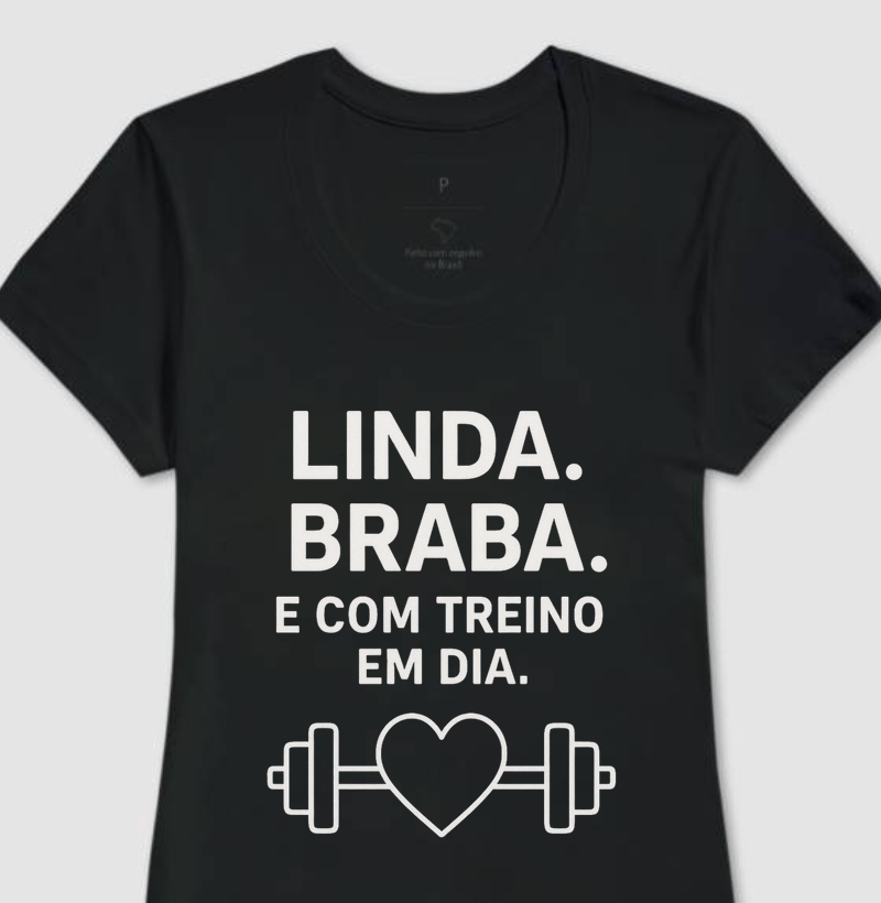 camiseta feminina "com treino em dia"