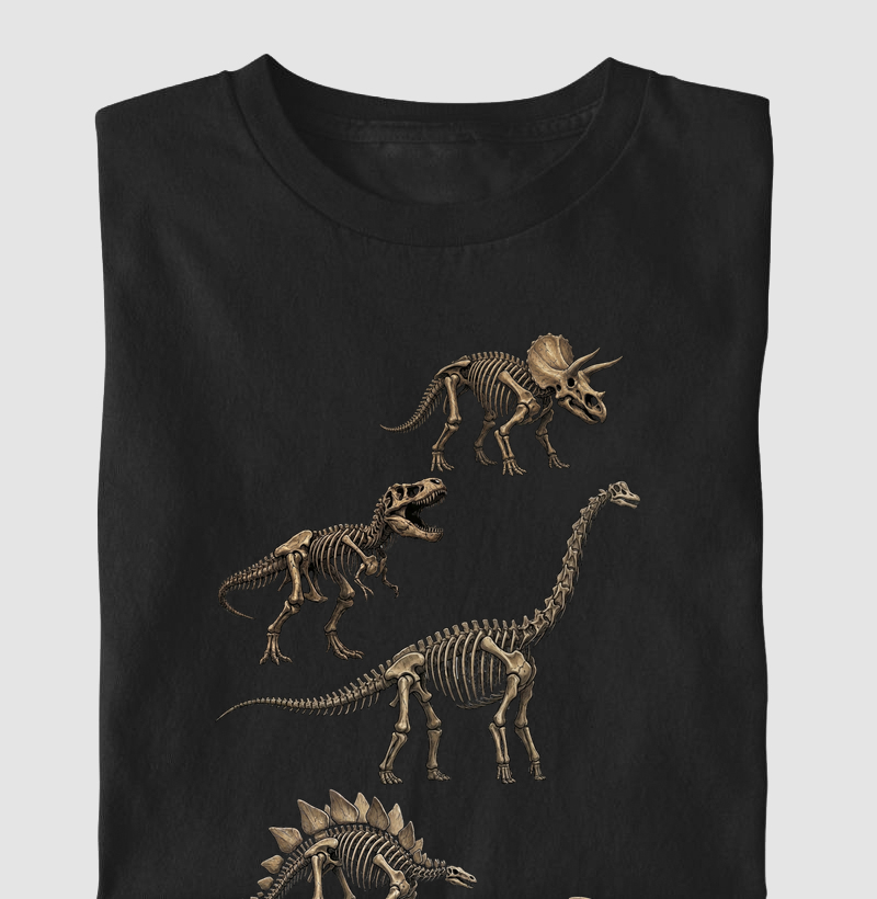 Camiseta Dinossauro Fósseis Algodão Premium Dinoloco