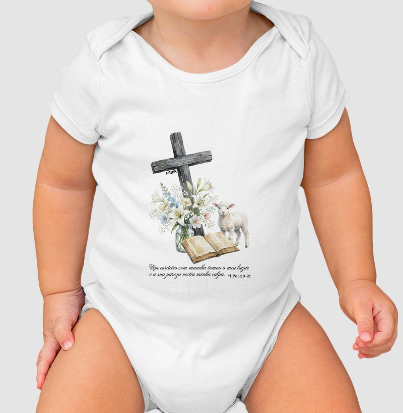 Body Infantil Bebê Estampa - O Cordeiro Vestiu Minha Culpa