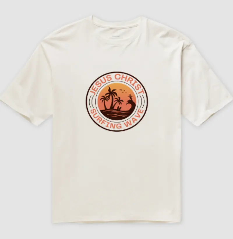 Jesus Christ surfing wave (oversized)