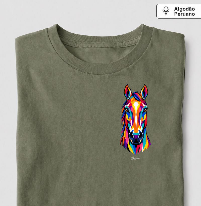 Cavalo Colorido PREMIUM - Camiseta Algodão Peruano