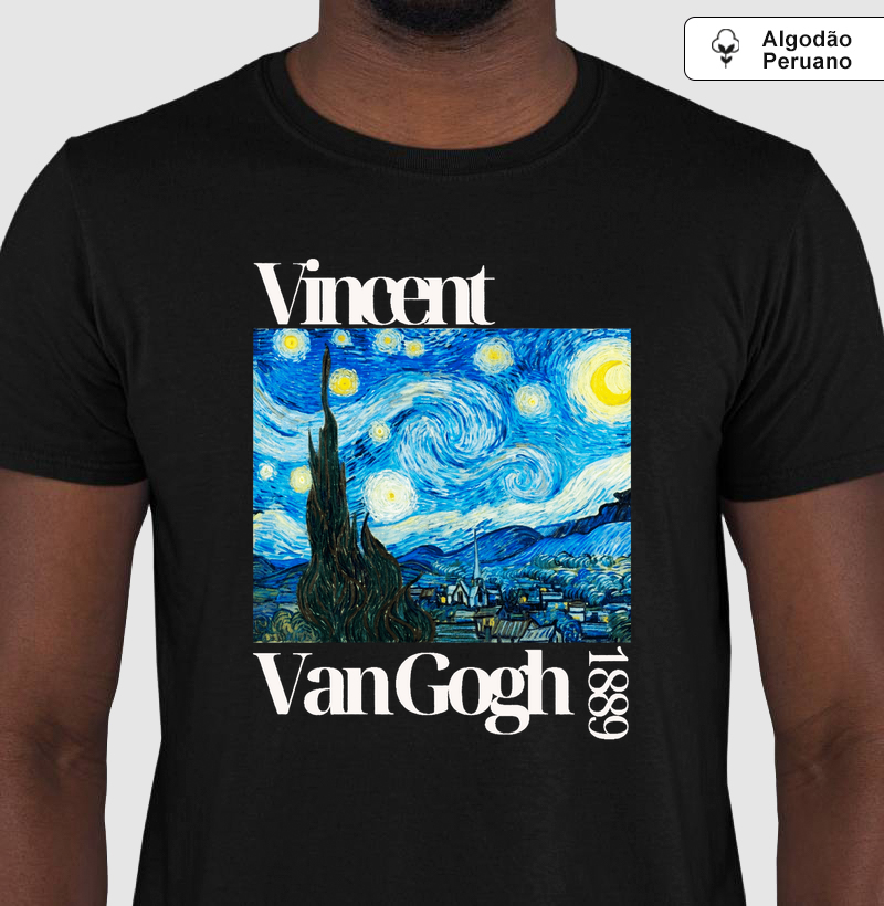 Camiseta Algodão Peruano Tanguis Van Gogh Arte Premium