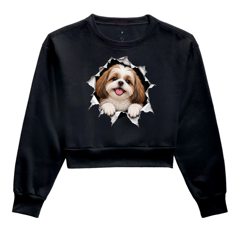 Cachorro Saindo da Camisa - Cropped Moletom