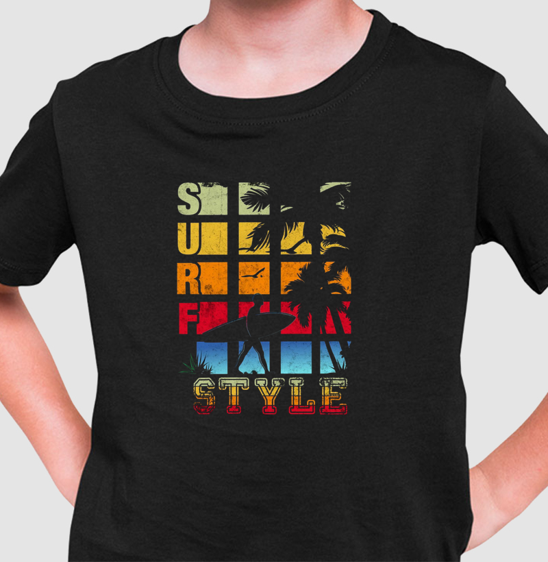 Camiseta Infantil | Estilo Surf Retro Pôr do Sol