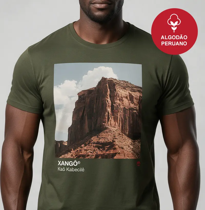 Camiseta Umbanda Orixá Xangô - Pedreira | Em Algodão Peruano - Camiseta Algodão Peruano