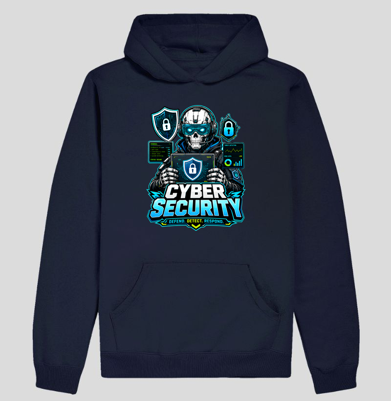Moletom Cyber Security — Defend, Detect, Respond - Hoodie Moletom