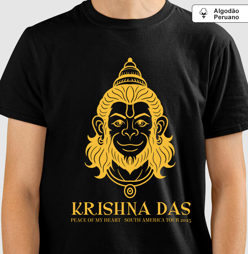 Hanuman Head - Camiseta Algodão Peruano - Estampa Amarela