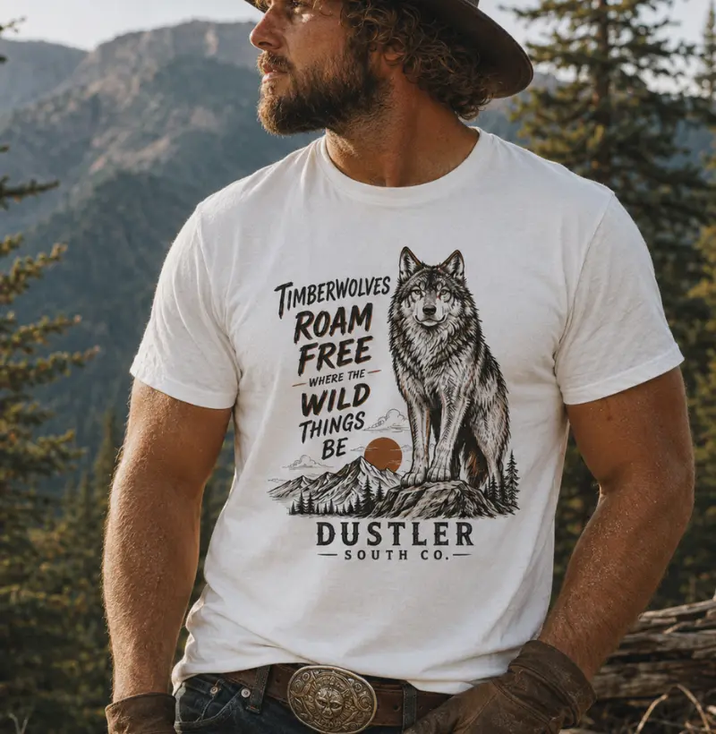 Camiseta Country Masculina Timberwolves Roam Free Dustler South Co.