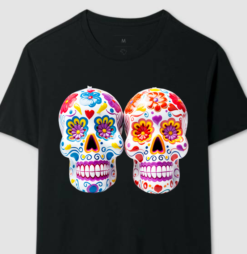 Coleção Caveiras Mexicanas - Casal Boca Roxa
