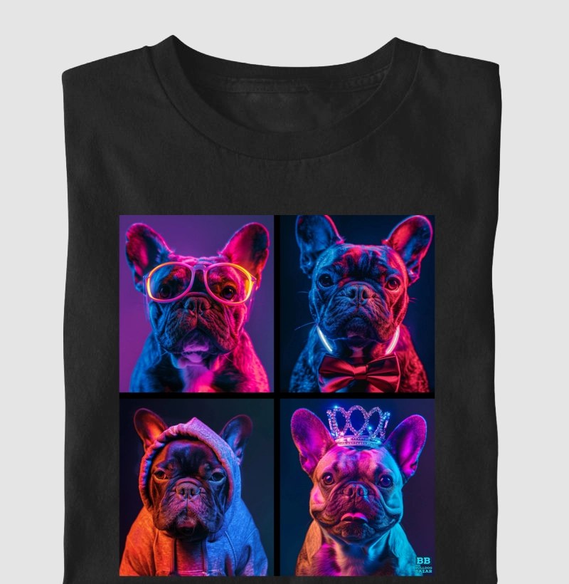 Camiseta Bulldog Frances "Neon Grid 2"
