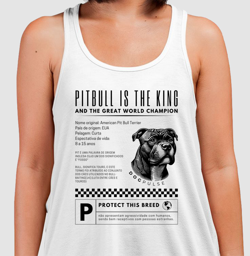 Camiseta Regata Dog Pulse Pitbull Is The King – Heart of a Lion