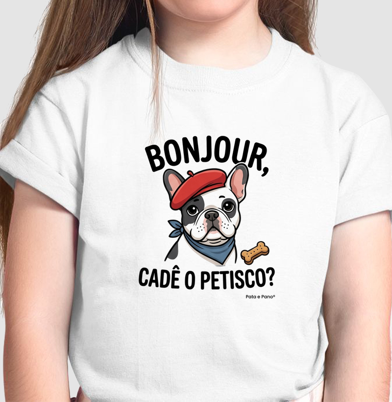 CAMISETA INFANTIL BULDOGUE FRANCÊS BONJOUR