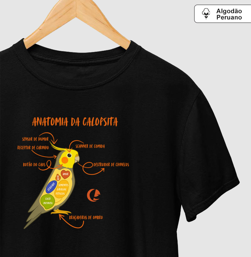 Camiseta Algodão Peruano Anatomia da Calopsita
