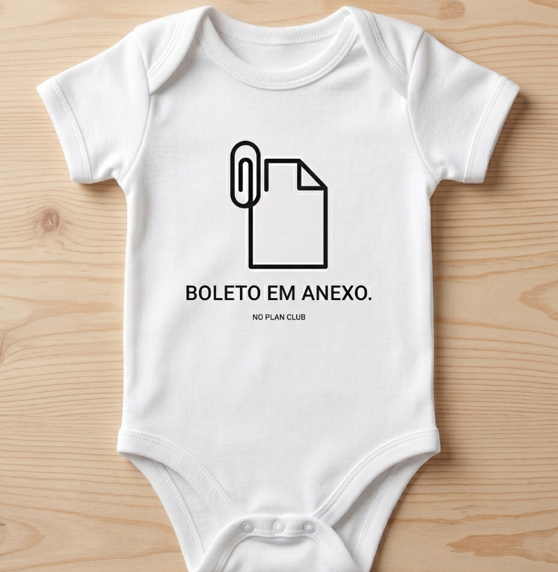 Body Bebê Boleto em Anexo | 100% Algodão | No Plan Club