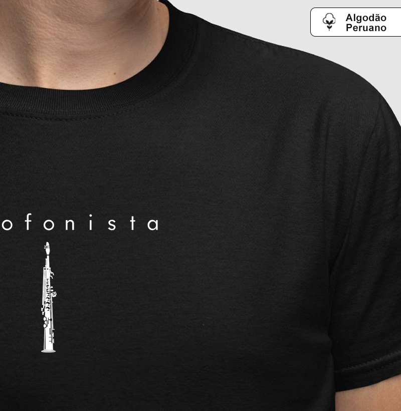 Camiseta Premium Saxofone Soprano Minimalista - M1