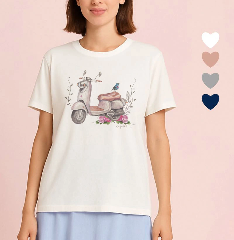 Camiseta Feminina Ilustrada Lambreta
