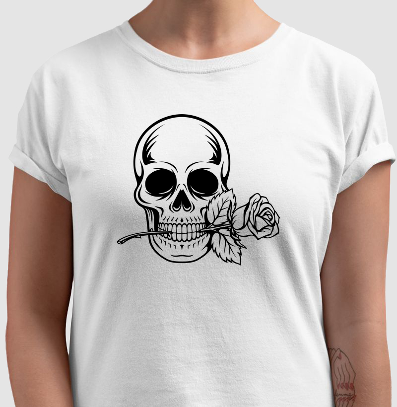 Caveira com rosa