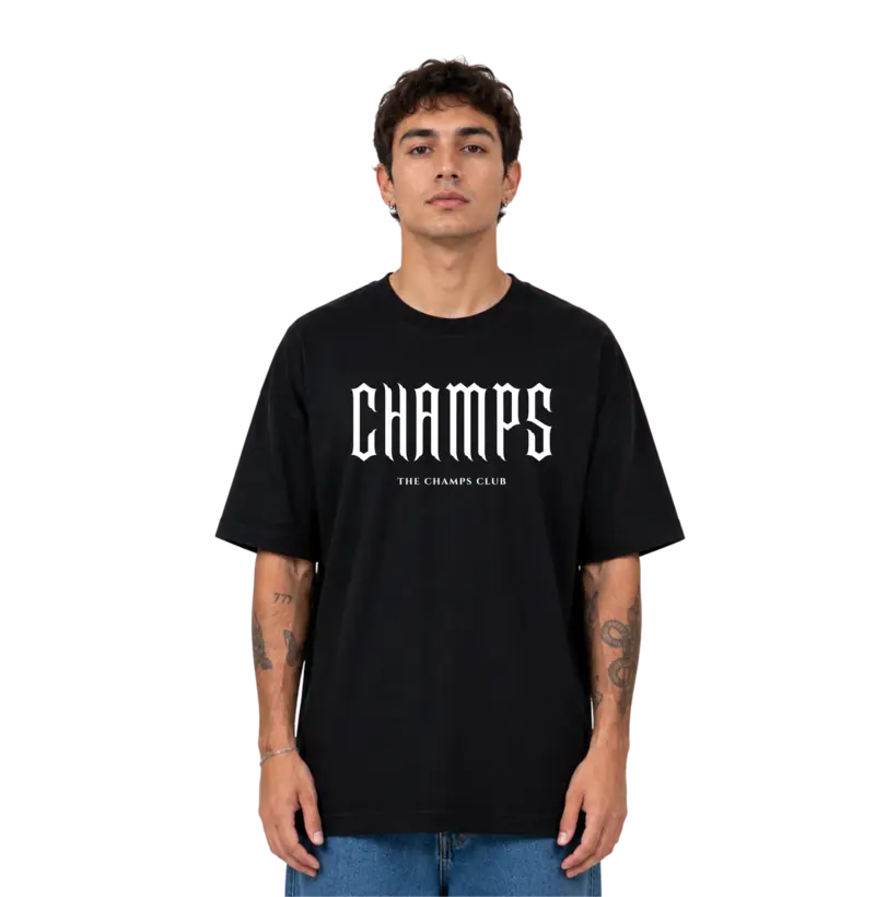 Camiseta Oversized Unissex Preta Champs Gothic