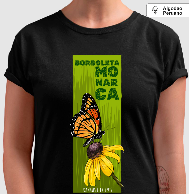 Camiseta Algodão Peruano Borboleta Monarca