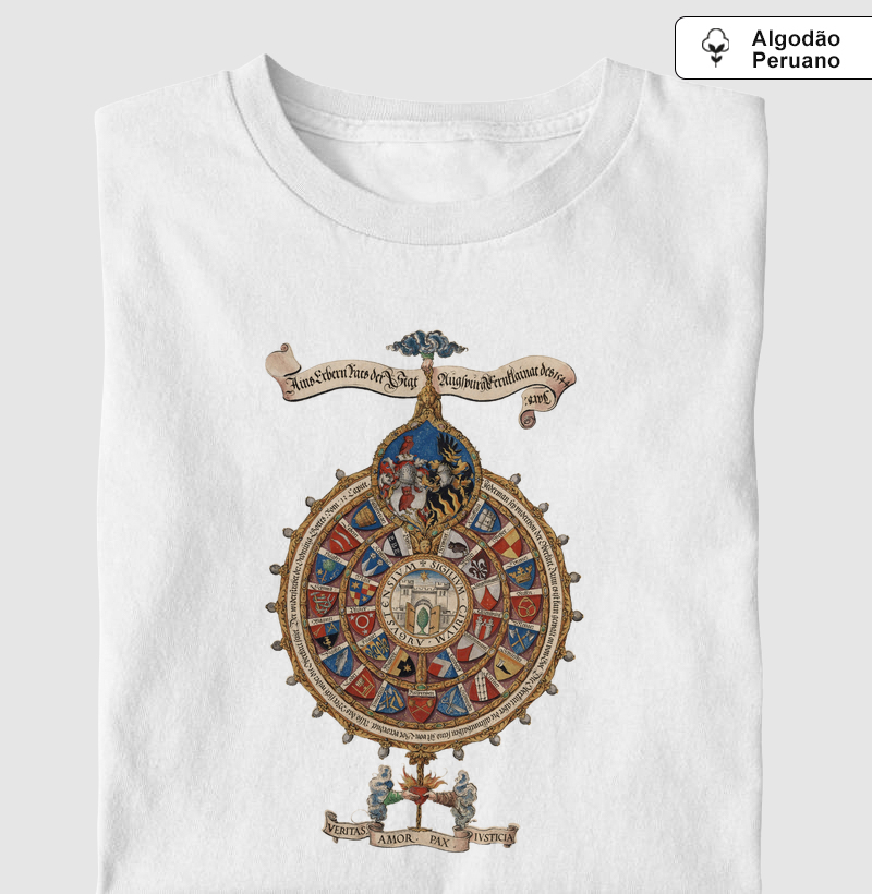 Brasão de Augsburgo, 1544 - Camiseta Algodão Peruano