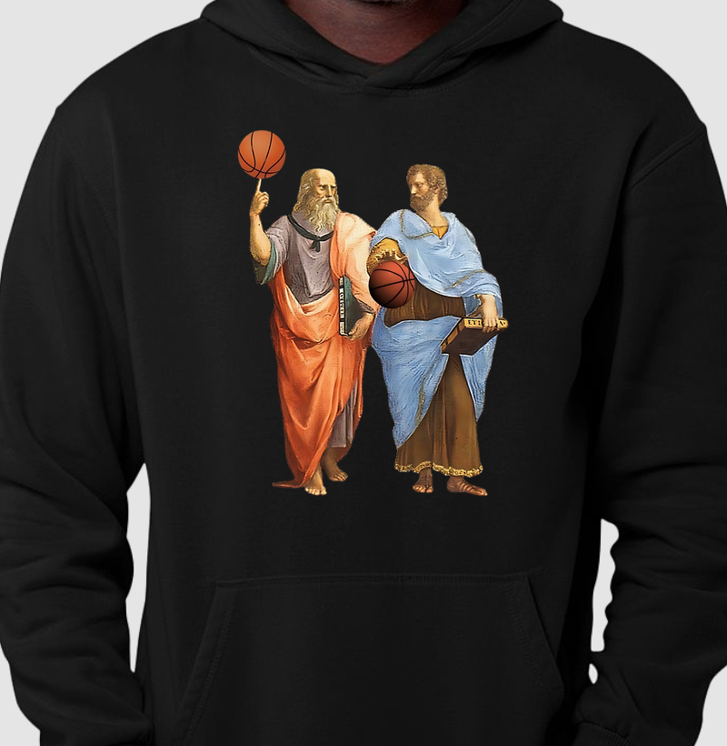 Aristóteles e Platão - Filósofos com bola de Basquete