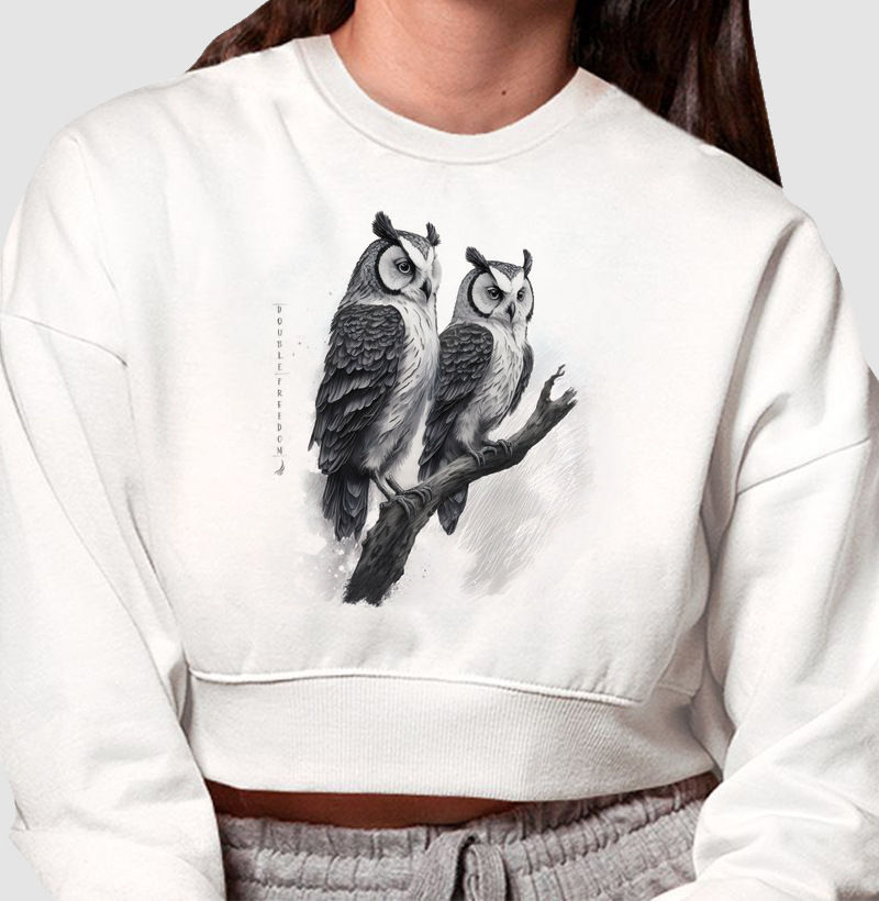 Dupla Liberdade - Corujas - Moletom Cropped