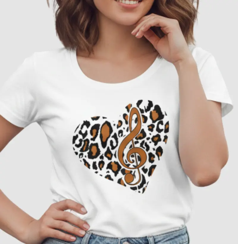 Clave de Sol em Coração Leopardo