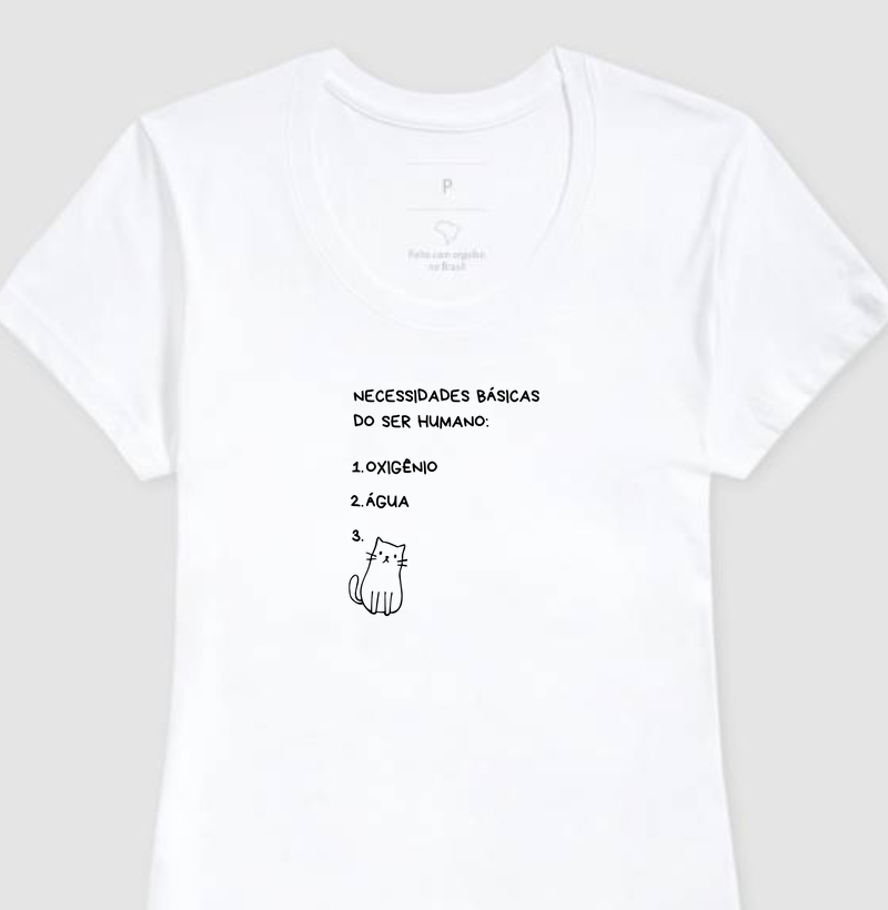 T-Shirt Necessidades Básicas Gato