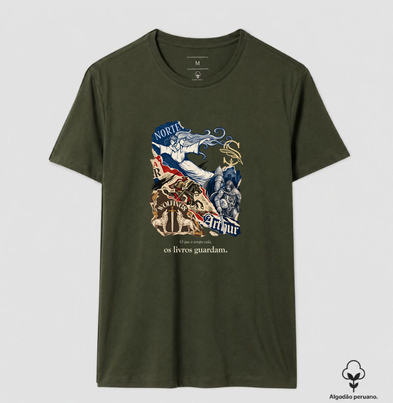 Scriptoriando — Os livros guardam — Algodão Peruano - Camiseta Algodão Peruano