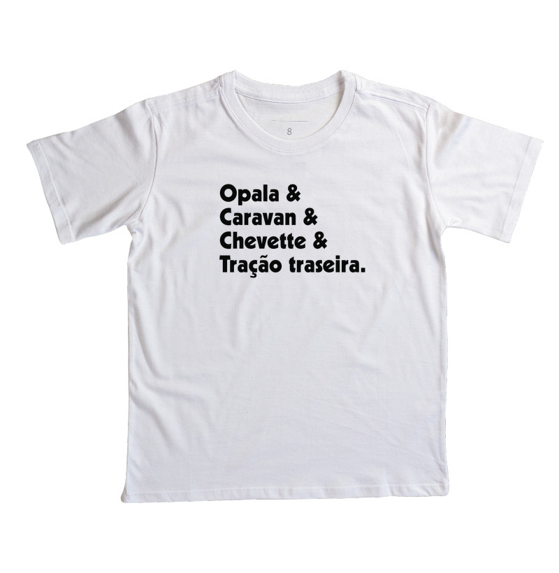 Opala & Caravan & Chevette & Tração Traseira - Camiseta Infantil