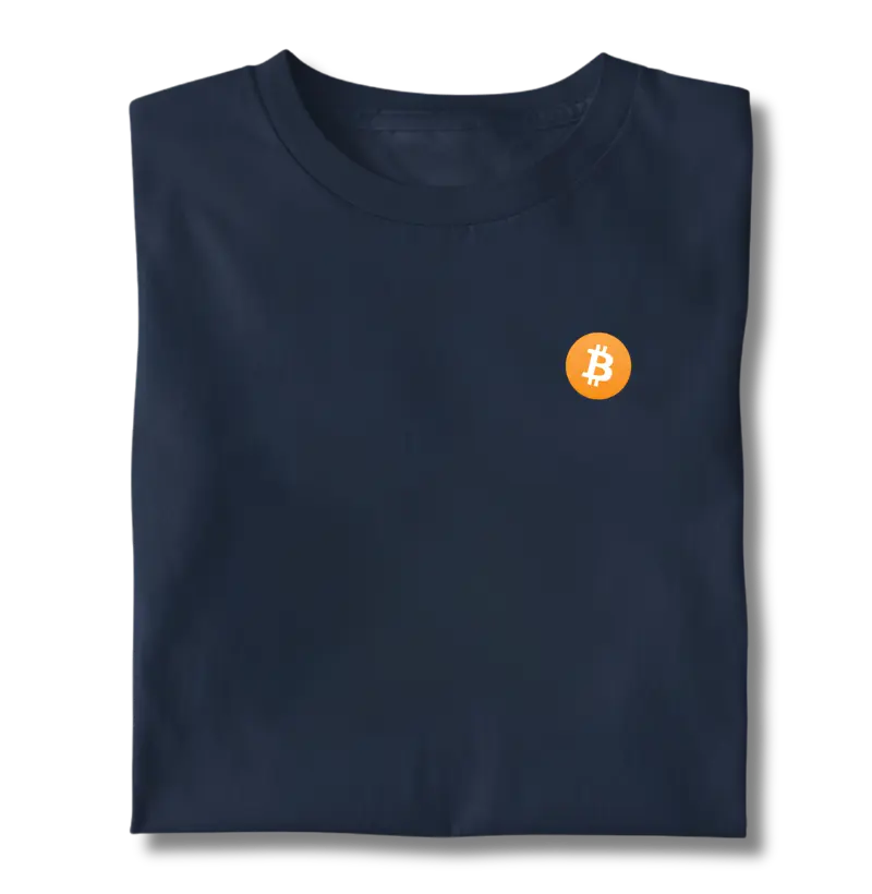 Camiseta Bitcoin logo bolso minimalista