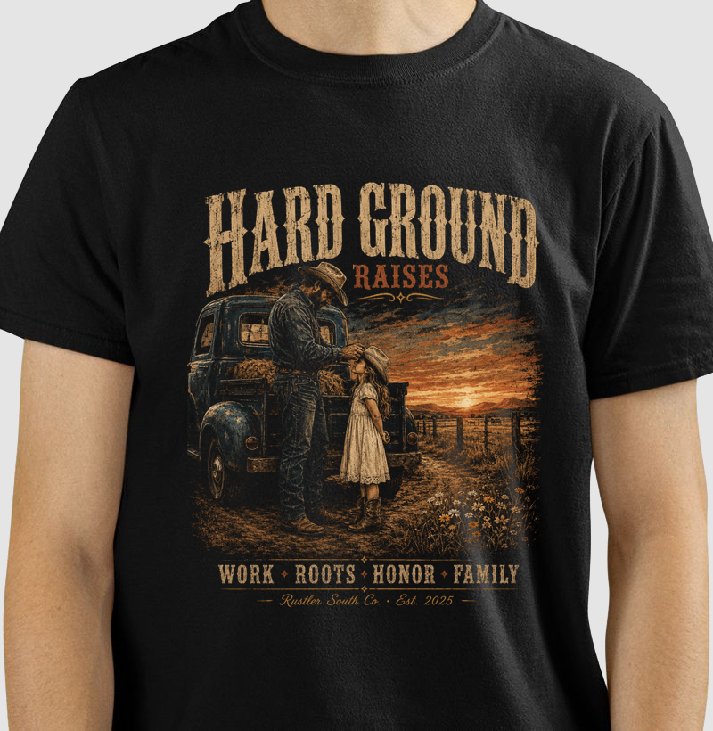 Camiseta Country Masculina Dia dos Pais Hard Ground Raises Rustler South Co.