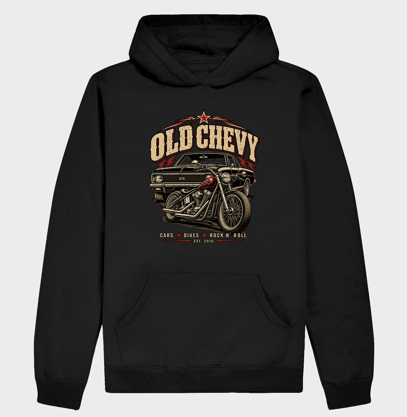 Two Wheels & Four | Steel & Wheels - Old Chevy - Hoodie Moletom