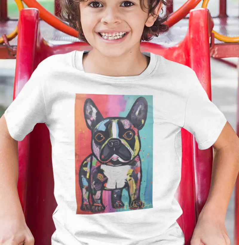 Camiseta Infantil Bulldog Francês "Picasso Perdido II"
