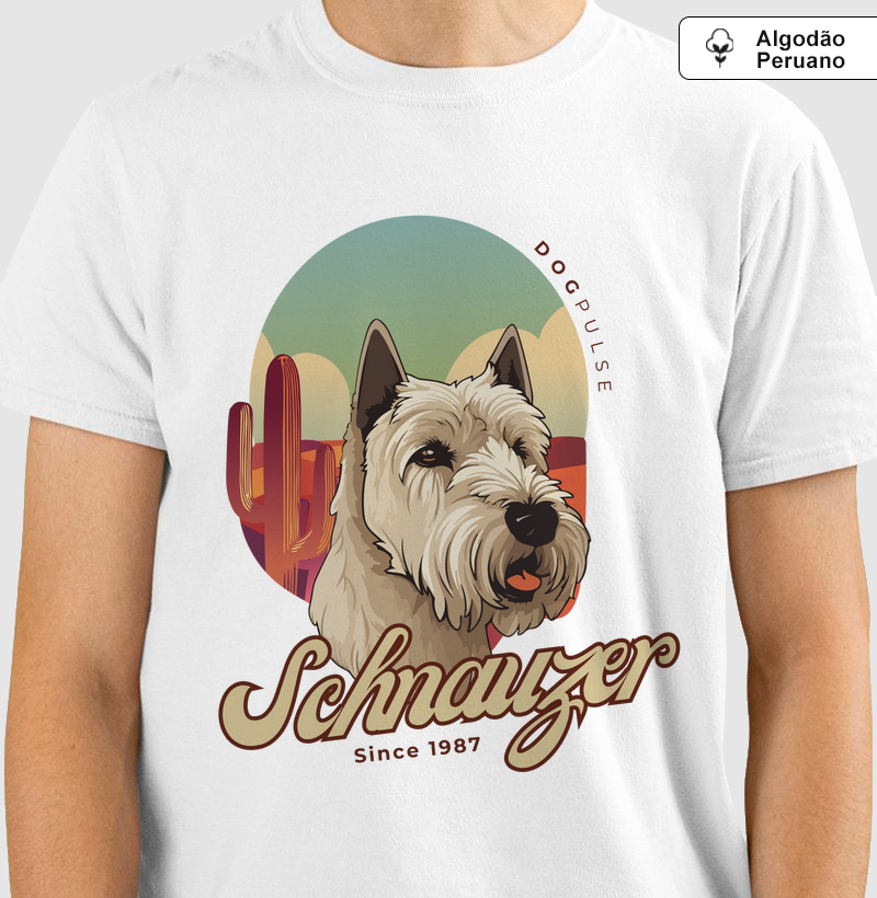 Camiseta Algodão Peruano Schnauzer Busto Dog Pulse