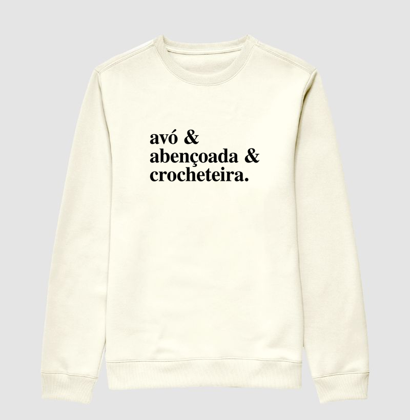 Suéter Frase Avó, Abençoada e Crocheteira