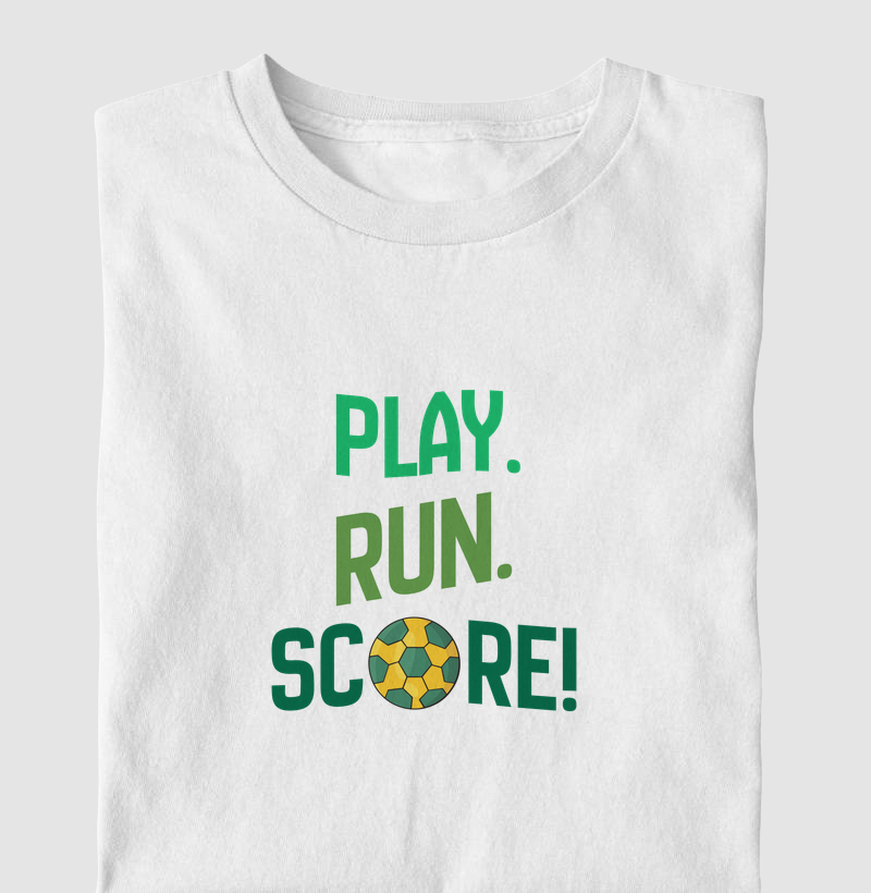 Camiseta Infantil Play. Run. Score.