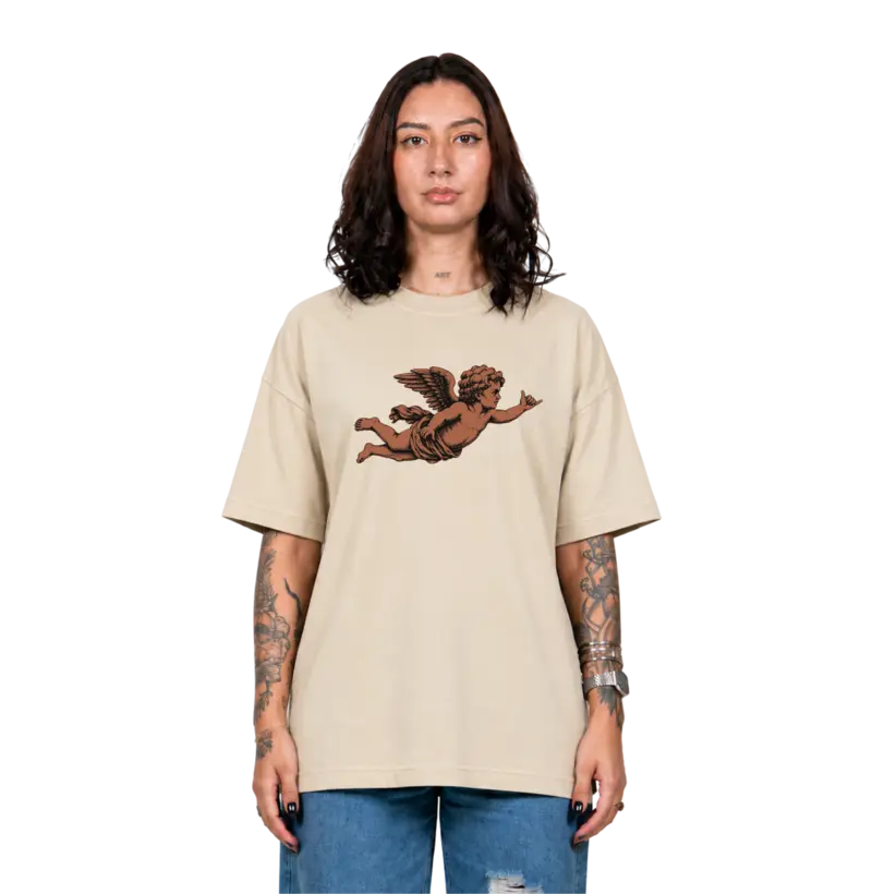 Camiseta Oversized Unissex Areia Terracotta Cherub