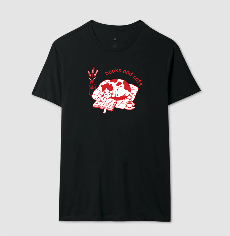 CAMISETA BOOKS AND CATS