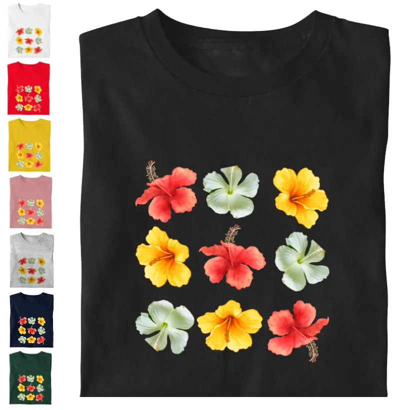 Camiseta Hibiscos Coloridos – flores tropicais e alegria em movimento | Camisetas Falam