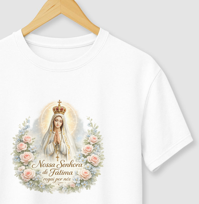 Camiseta Nossa Senhora de Fátima Rogai por Nós