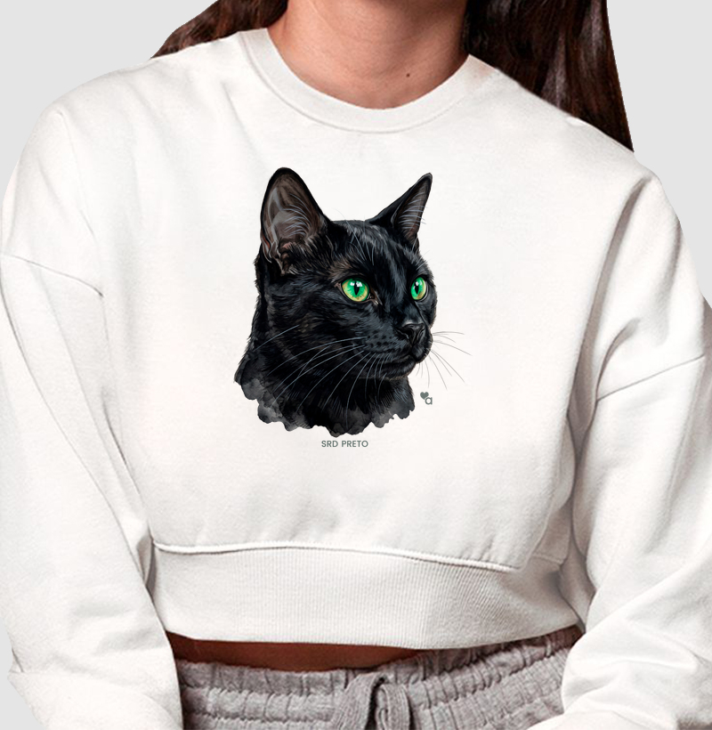 Gatos - SRD Preto - Moletom Cropped