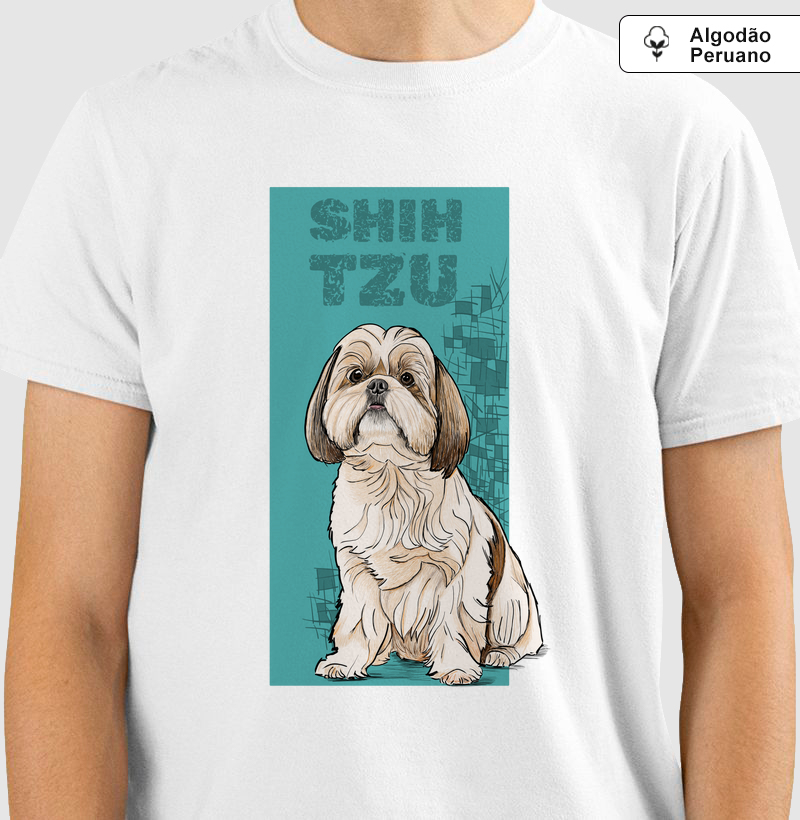 Camiseta Algodão Peruano Cachorro Shih Tzu
